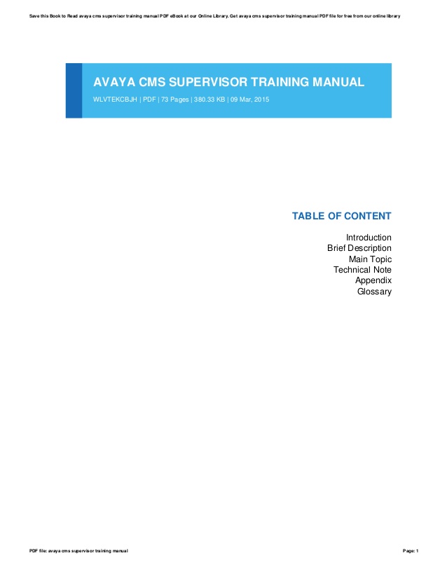 Avaya report training manual